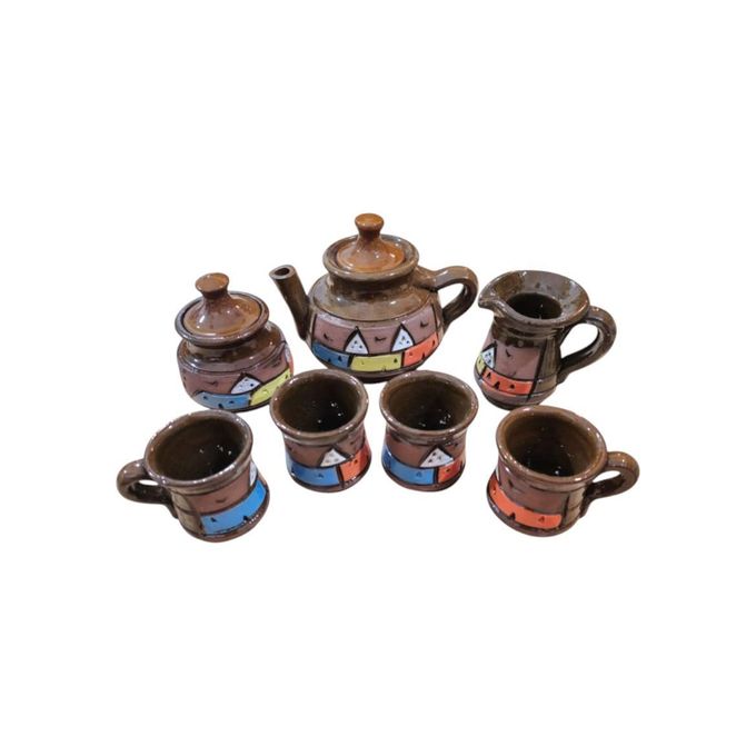 طقم شاى فخار ملون